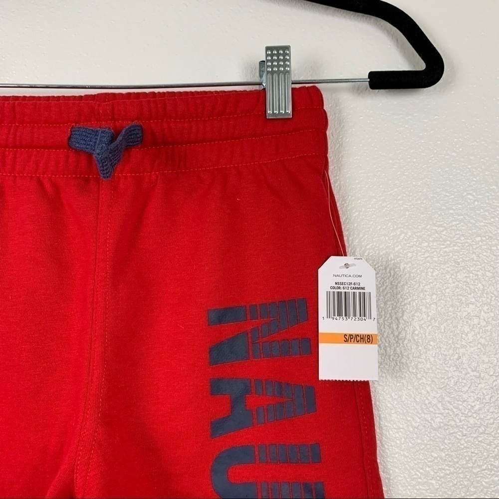 Nautica Boys Red Elastic Waist Pull On Shorts Spellout Logo Size S 8 NWT - Picture 5 of 7